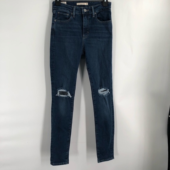 LEVI'S 721 High Rise Skinny Jeans Premium Denim Stretch Distressed Ripped 26 Wmn - Picture 2 of 9